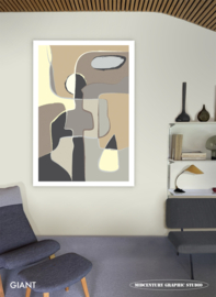WALKING WITH THE DOG (brown) | Midcentury Graphic Studio | Werk op aluminium mat wit