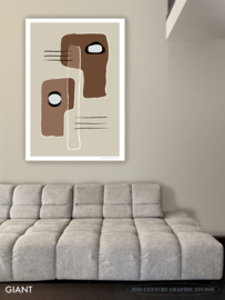 NEST (brown) | Midcentury Graphic Studio | Werk op aluminium mat wit