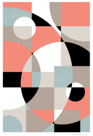 SUNSET (coral) | Midcentury Graphic Studio | Werk op aluminium mat wit