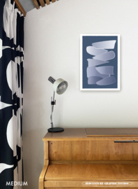 FLOATING (blue) | Midcentury Graphic Studio | Werk op aluminium mat wit