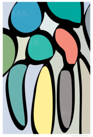 BARCELONA (multicolor) | Mid-Century Graphic Studio | Art print op aluminium mat wit |
