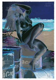 OIL PAINTING (midnight blue) | Caspar Luuk | Art print op luxe papier ingelijst met passe-partout