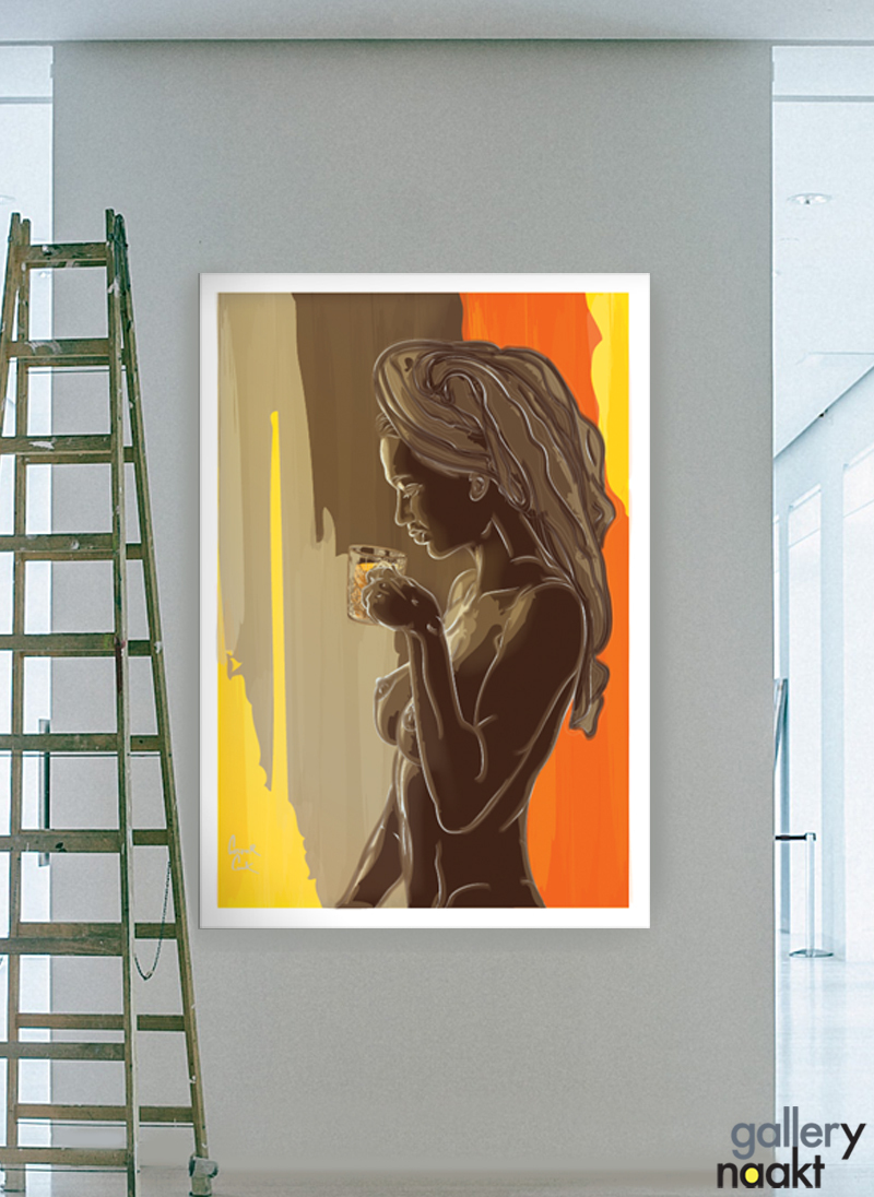 Gallery Naakt, Coffee, kunstwerk aan de muur van Caspar Luuk