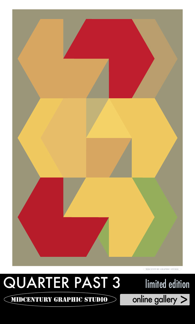 Gallery Naakt, Kunstwerk van MidCentury Graphic Studio, Quarter past 3
