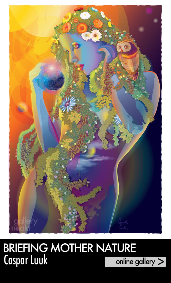 Uitgelicht: uniek kunstwerk Briefing Mother Nature. Digital Art van Caspar Luuk als art print op canvas, papier, hout, aluminium en glass-effect