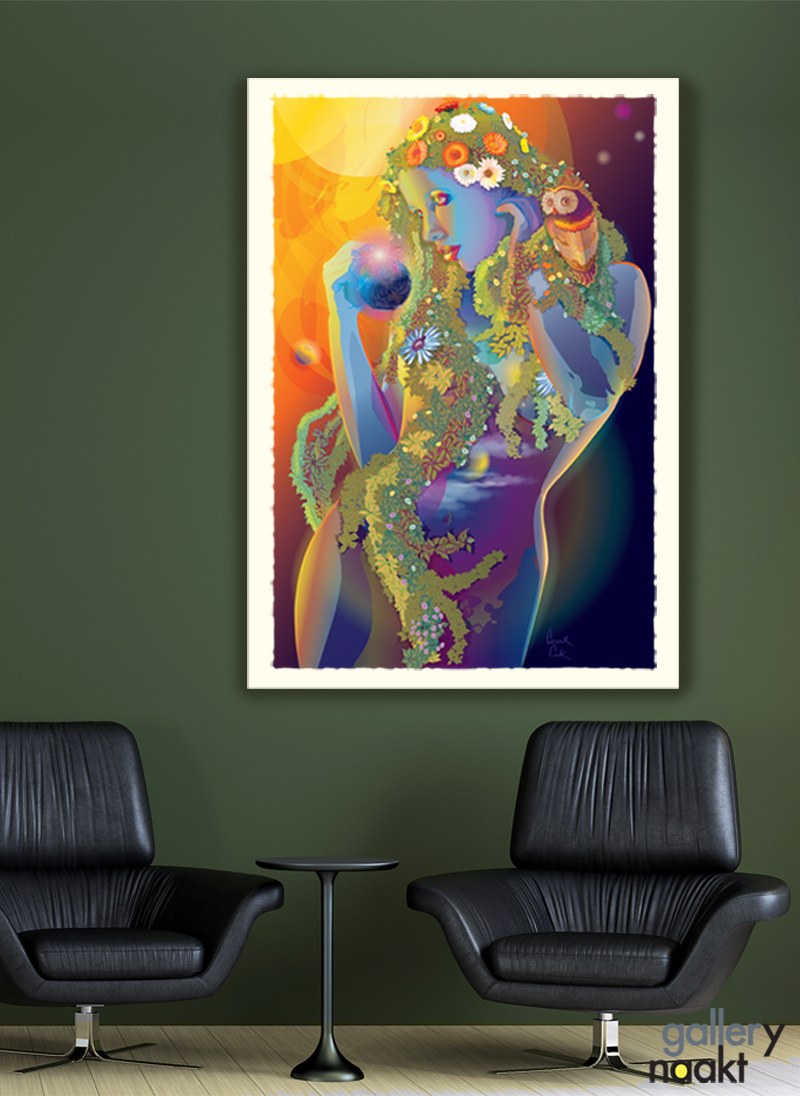 Gallery Naakt, kunstwerk van Caspar Luuk gedrukt op aluminium in vintage interieur