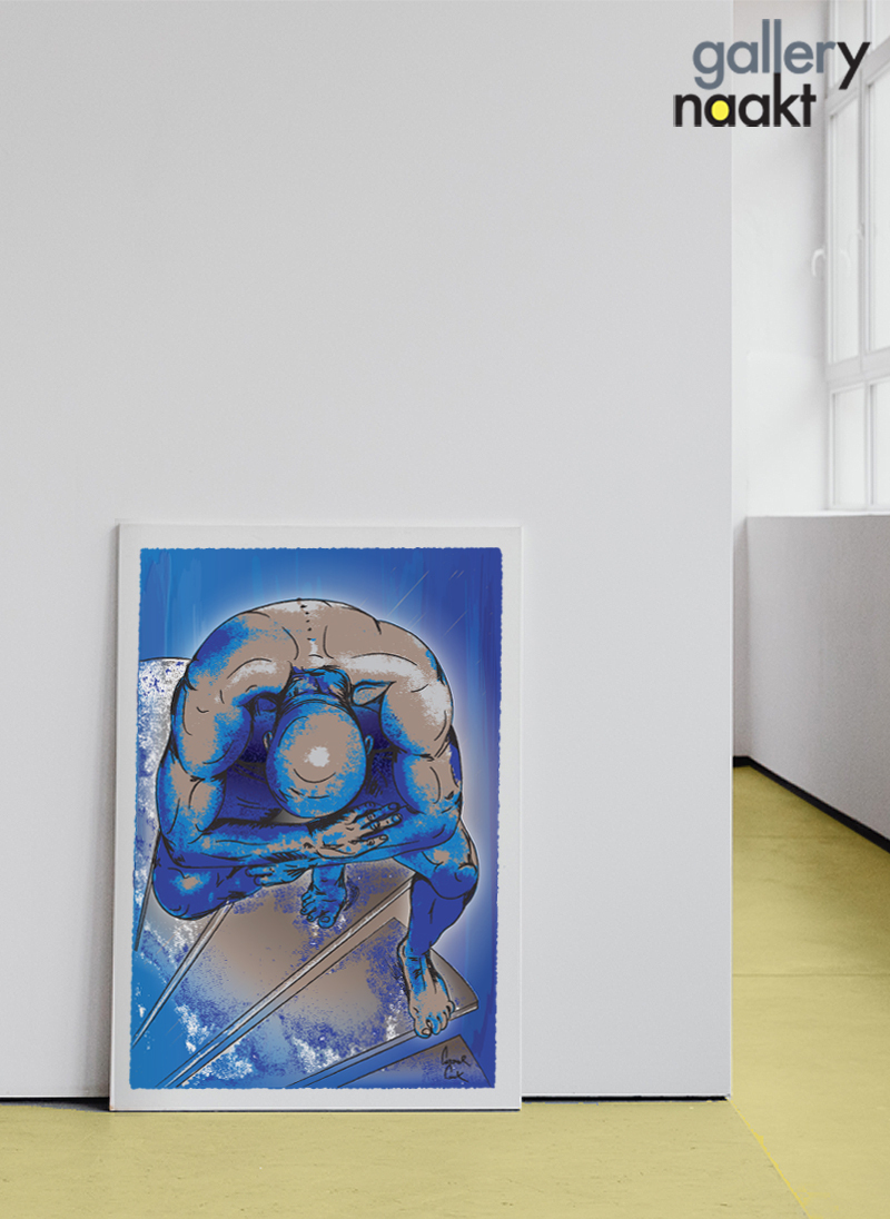 Gallery Naakt, Kunstwerk Caspar Luuk op canvas tegen muur gezet