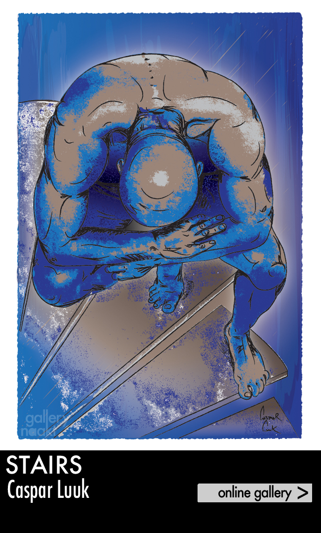 Uitgelicht: art print poster STAIRS. Digital Art als werk aan de muur op canvas, papier, hout, Dibond aluminium en glass-effect en meer