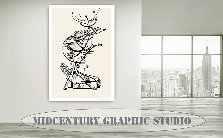 Grafisch en vintage design wanddecoratie kopen? Bekijk de collectie gelimiteerde kunstwerken van Mid-Century Graphic Studio