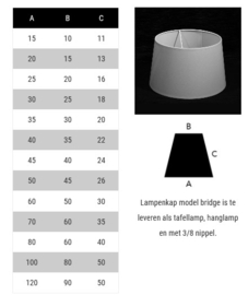 Lampenkap 15 tot 50 cm kaasdoek