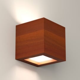Wandlamp Caspe hout 12 cm vierkant (hout keuze)