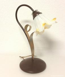 los glas voor lamp bloem wit/geel ''Frans'' E14 fitting