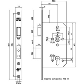 Deurslot RVS PC72 D60  SKG**