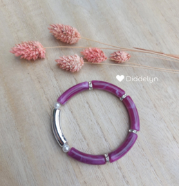 Tube armband ♡ Paars zilver