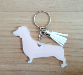Teckel sleutelhanger licht roze