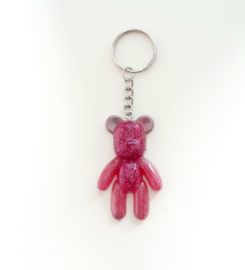 Sleutelhanger Teddy bear - Roze glitter