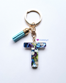 Letter T -  Multicolor Stone paars ♡ Aqua
