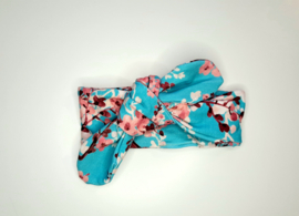 Knoop haarband klein - Blue flower