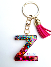 Letter Z -  Multicolor Fuchsia ♡ roze kwastje