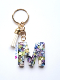 Letter M -  Multicolor Stone paars ♡ Wit