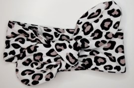 Knoop haarband groot - Grey panter