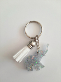 Olifant glitter met licht wit kwastje