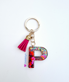 Letter P -  Multicolor Fuchsia ♡ roze kwastje