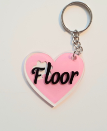Hart sleutelhanger met naam