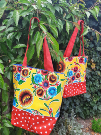 Tafelzeil tas - Kitsch Kitchen geel met rode voering