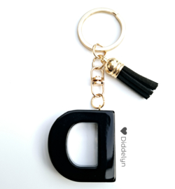 Letter D - Zwart met ster glitters ♡ zwart
