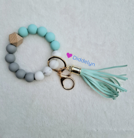 Sleutelhanger - Mint groen met grijs