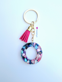 Letter O -  Multicolor Stone ♡ fuchsia kwastje