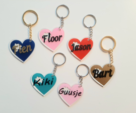 Hart sleutelhanger met naam