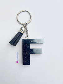 Letter F - Zwart met zilver ♡ zwart