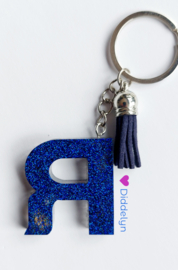 Letter R - Glitter blauw
