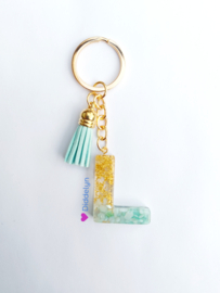 Letter L - Mint groen en goud ♡ mint kwastje