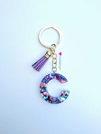 Letter C -  Multicolor Stone ♡ paars kwastje
