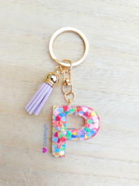 Letter P -  Multicolor hartjes ♡ lila