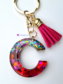 Letter C -  Multicolor Fuchsia ♡ roze kwastje