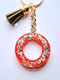 Letter O -  Rood met glitters