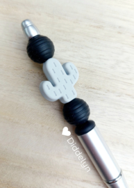 Pen zilver - Cactus Grijs ♡ zwart