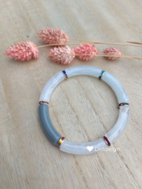 Tube armband ♡ Grijs & wit