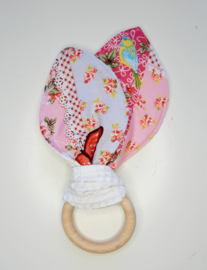 Bijtring knuffeldoek Patchwork Pink