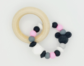 Bijtring Black, White with pink 13.