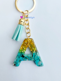 Letter A - Mint groen en goud ♡ mint kwastje