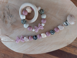 Speenkoord Strik Roze met panter
