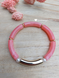 Tube armband ♡ Roze pearl