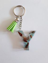Letter Y - Schelpen glitter ♡ groen kwastje