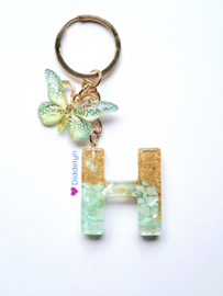 Letter H - Mint groen en goud ♡ Vlinder