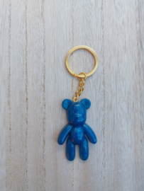 Sleutelhanger Teddy bear - Blauw (gouden hanger)
